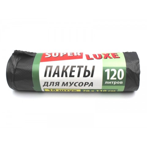 Пакеты для мусора Супер Люкс 120л./10шт. черный уп. Пакеты для мусора Супер Люкс 120л./10шт. черный уп.