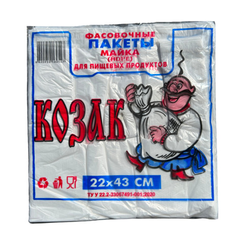 Пакет майка 22(2х6)43 Козак білий уп. 1/100