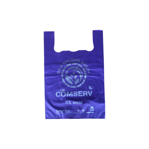 Пакет майка 40х60 Comserv 60кг кольоровий 51 мкн синій уп. 1/100