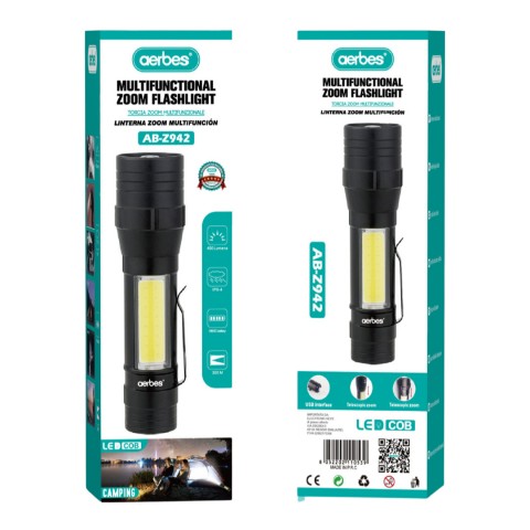 Ліхтарик мультифункціональний USB з zoom 3в1 AERBES шт