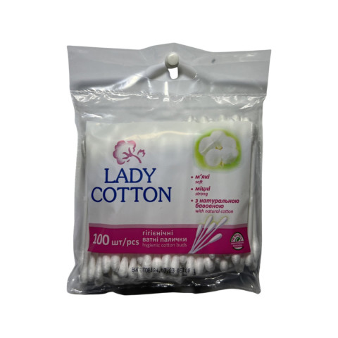 Палички ватні в поліетиленовому пакеті Lady Cotton 100шт. уп. 1/100