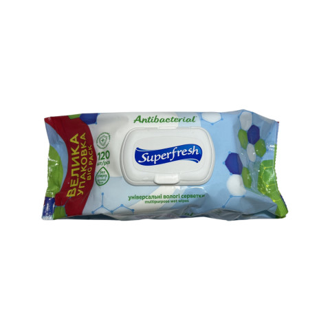 Волога серветка 120шт. Superfresh Antibacterial з клапаном уп.1/120