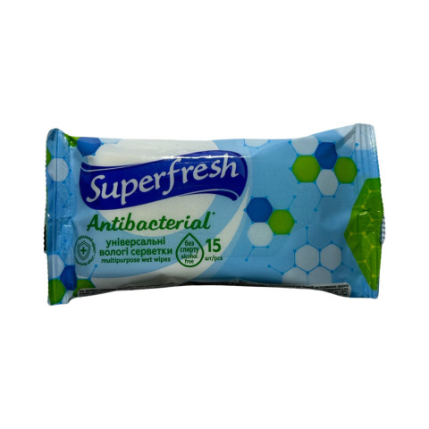 Волога серветка 15 шт. Superfresh Antibacterial уп.1/15 Волога серветка 15 шт. Superfresh Antibacterial уп.1/15