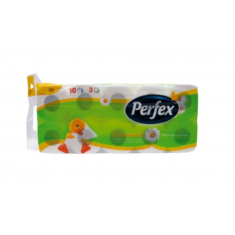 Туалетная бумага 3-х слойная PERFEX Сhamomile с ароматом ромашки уп. 1/10 Туалетная бумага 3-х слойная PERFEX Сhamomile с ароматом ромашки уп. 1/10