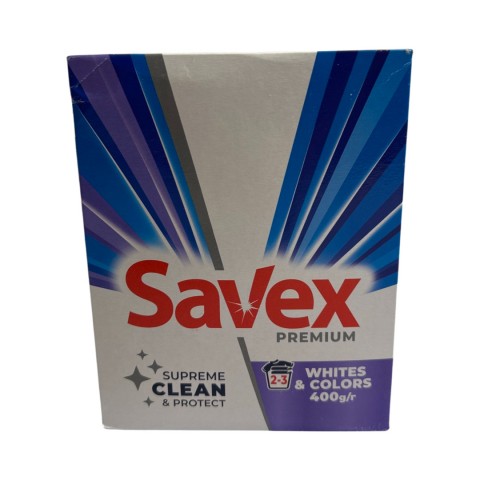 Стиральный порошок для машинной стирки Savex 400гр. Whites & Color Premium 2в1 (голубой) шт. Стиральный порошок для машинной стирки Savex 400гр. Whites & Color Premium 2в1 (голубой) шт.