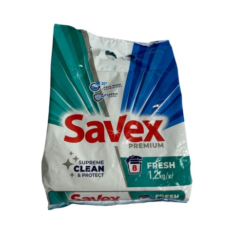 Пральний порошок для машинного прання Savex 1,2кг.. Fresh Premium 2в1 (зелений) шт.