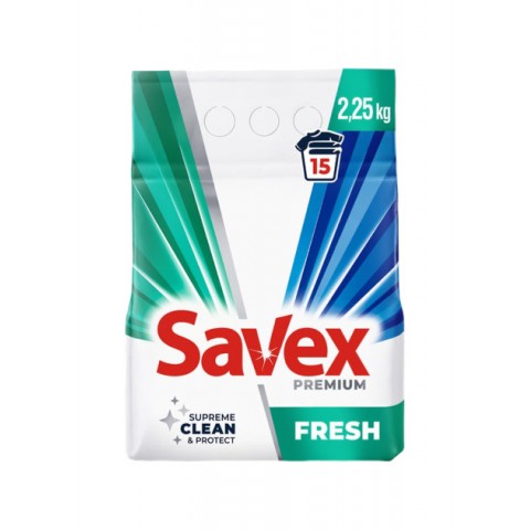 Пральний порошок для машинного прання Savex 2,250кг Fresh Premium 2в1 (зелений) шт.