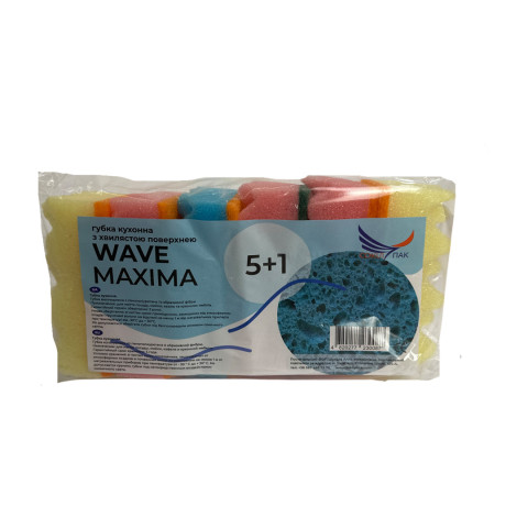 Губка для посуду ТМ СОКОЛПАК Хвиля WAVE MAXIMA 5+1 уп. 1/6