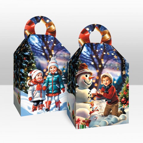 Картонна коробка на 700 гр. № 228 Сніговик НР