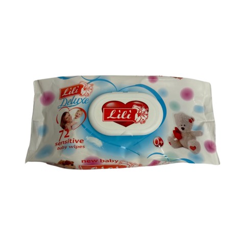 DELUXE Волога серветка 72шт. Lili з клапаном з екстрактом календули та вітаміном Е шт. DELUXE Волога серветка 72шт. Lili з клапаном з екстрактом календули та вітаміном Е шт.