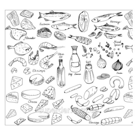 Бумага жиростойкая 30г 280х330 мм с печатью для Рыбы и мяса уп. 1/1000