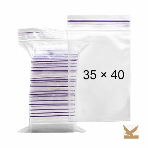 Пакеты ФИОЛЕТОВАЯ полоса 35х40 с замком Zip-Lock шт. 1/100