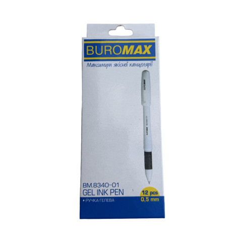 Ручка гелевая черная BUROMAX уп. 1/12