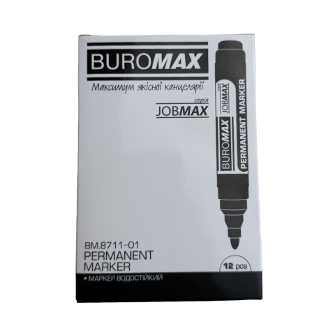 Маркер товстий водостійкий JOBMAX чорний 2-4мм уп. 1/12