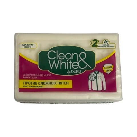 Мило господарське тверде біле Duru Clean&White проти складних плям 120 г шт