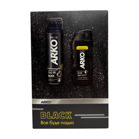 Подарочный Набор ARKO Men Black Гель для бритья 200 мл + Гель для душа 260 мл