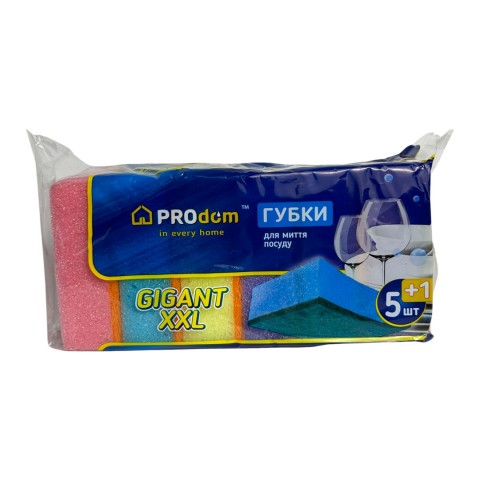 Губка для посуду 5+1 Гігант XXL Prodom уп. 1/5/1