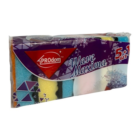 Губка для посуды ВОЛНА 5+1 Prodom Maxi foam уп. 1/6