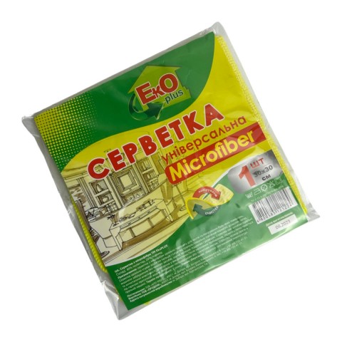 Серветка Мікрофібра універсальна ТМ Eco Plus 30×30см жовта 1шт.