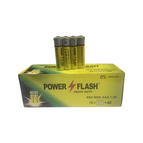 Батарейки сольові Power FLASH AA R3 мініпальчик жовті уп. 1/60 Батарейки сольові Power FLASH AA R3 мініпальчик жовті уп. 1/60