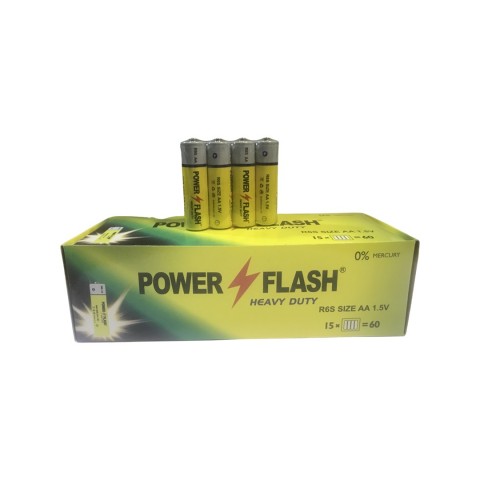 Батарейки солевые Power FLASH R6 пальчик желтые уп. 1/60 Батарейки солевые Power FLASH R6 пальчик желтые уп. 1/60