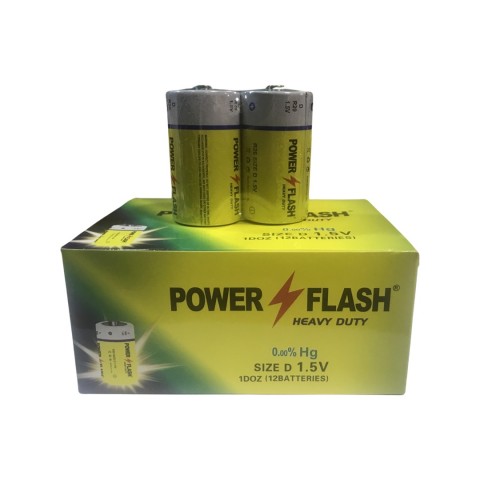 Батарейки сольові Power FLASH R20 бочка жовті уп. 1/12 Батарейки сольові Power FLASH R20 бочка жовті уп. 1/12