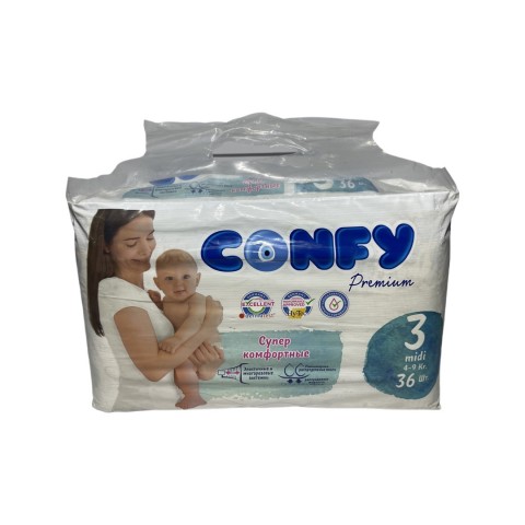 Детские подгузники CONFY 36 шт 3 размер 4-9кг Midi ECO2 1/36